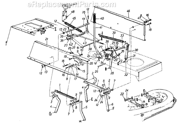 Page C Diagram and Parts List for 131-659F000 Single Cylinder -1991 MTD Lawn Tractor