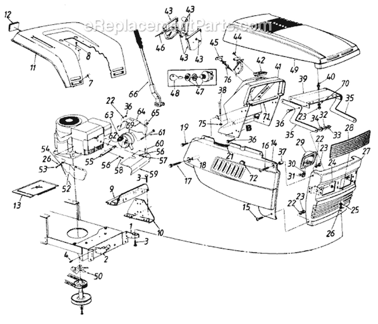 Page D Diagram and Parts List for 131-659G016 Single Cylinder -1991 MTD Lawn Tractor