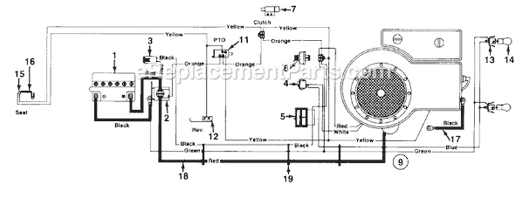 Page B Diagram and Parts List for 131-663F000 Single Cylinder -1991 MTD Lawn Tractor