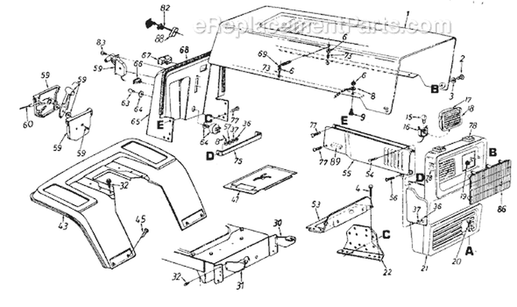 Page G Diagram and Parts List for 131-663F000 Single Cylinder -1991 MTD Lawn Tractor