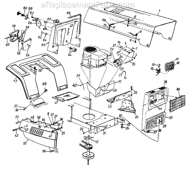 Page H Diagram and Parts List for 131-668G000 Single Cylinder -1991 MTD Lawn Tractor