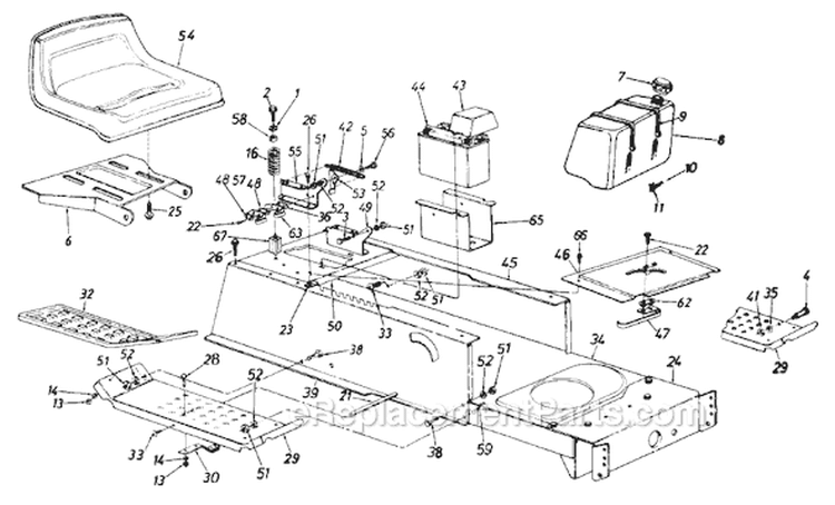 Page D Diagram and Parts List for 131-672-000 1991 MTD Lawn Tractor