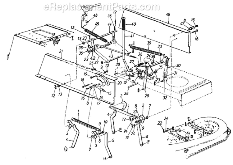 Page G Diagram and Parts List for 131-673G000 Twin Cylinder -1991 MTD Lawn Tractor