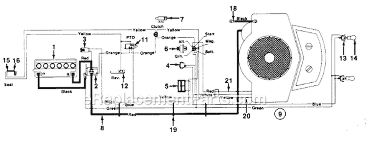 Page G Diagram and Parts List for 131-689G019 1991 MTD Lawn Tractor