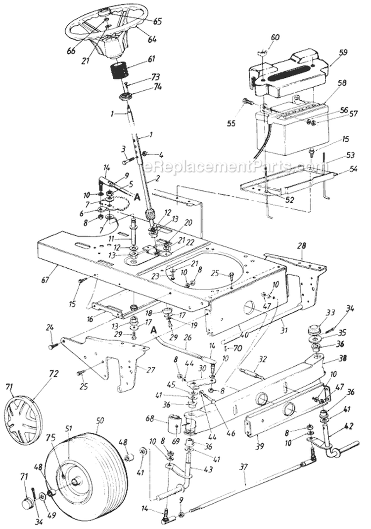 Page C Diagram and Parts List for 131-800H034 Deck H -1991 MTD Lawn Tractor