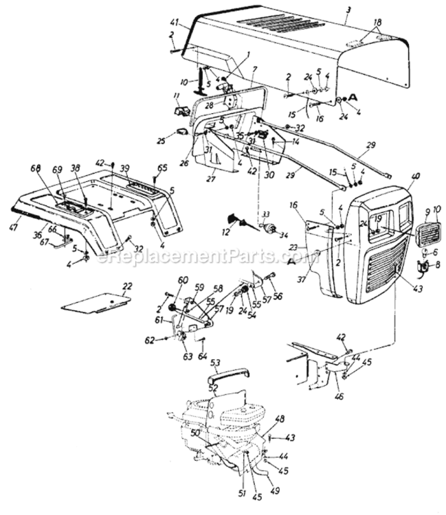 Page A Diagram and Parts List for 131-802-000 1991 MTD Lawn Tractor