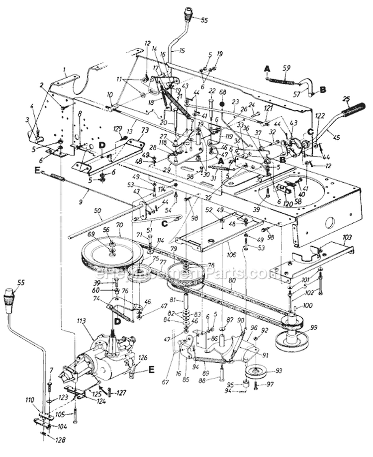Page D Diagram and Parts List for 131-809-000 1991 MTD Lawn Tractor