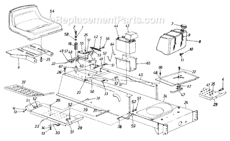 Page B Diagram and Parts List for 131659F 1991 MTD Lawn Tractor