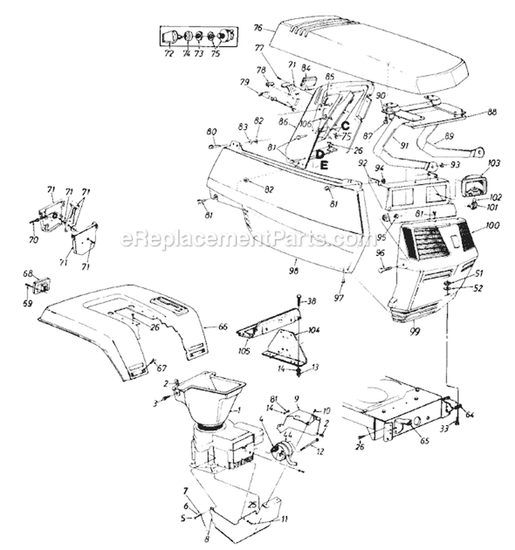 Page B Diagram and Parts List for 131664G 1991 MTD Lawn Tractor