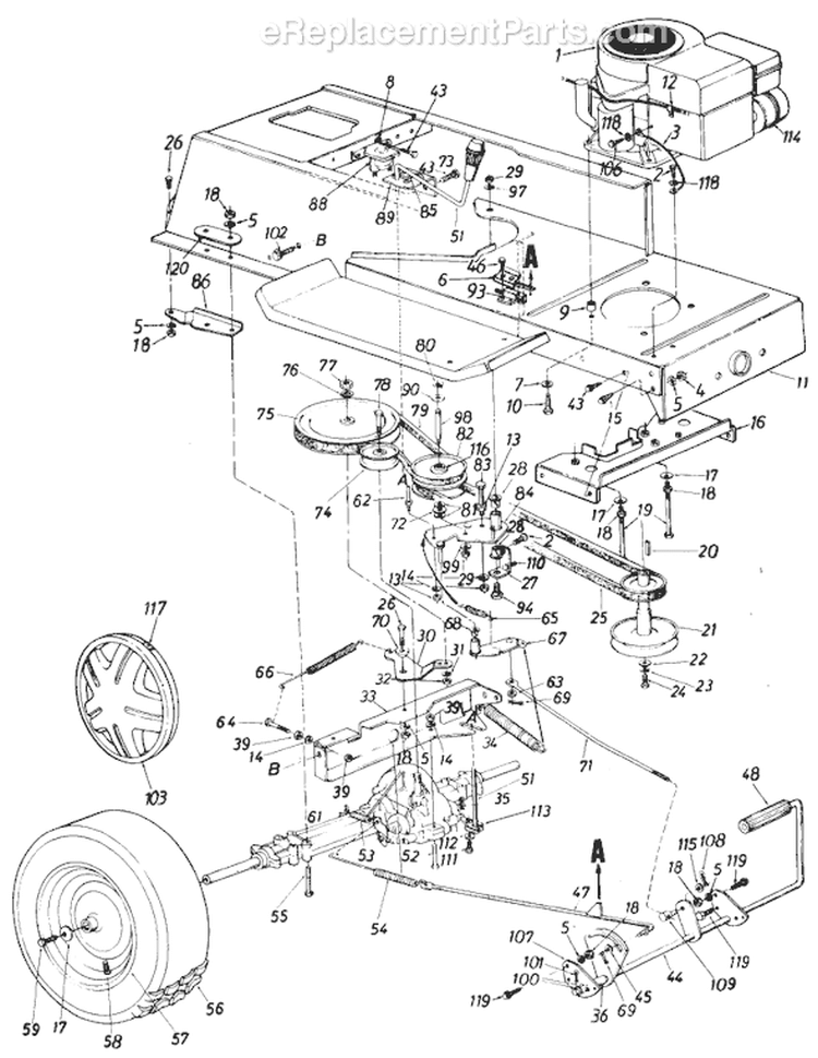 Page F Diagram and Parts List for 131664G 1991 MTD Lawn Tractor