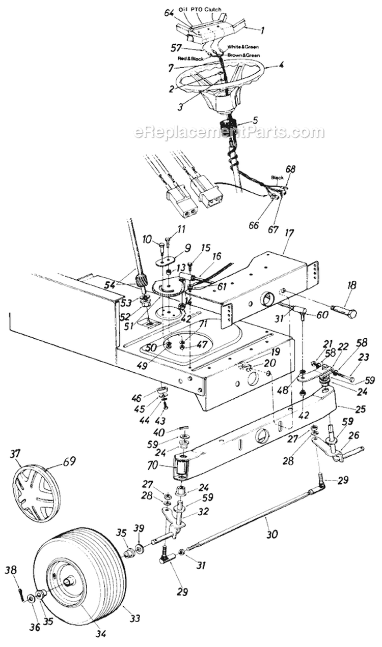 Page D Diagram and Parts List for 131684G 1991 MTD Lawn Tractor