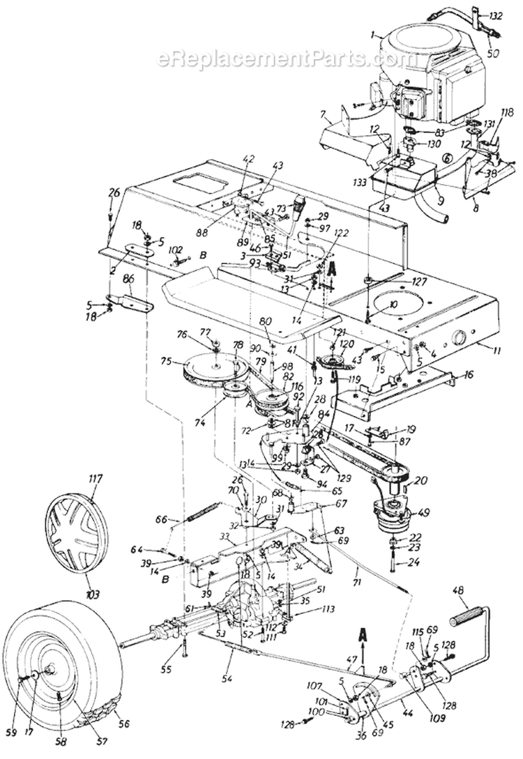 Page E Diagram and Parts List for 131684G 1991 MTD Lawn Tractor