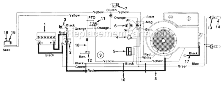 Page B Diagram and Parts List for 131704F 1991 MTD Lawn Tractor