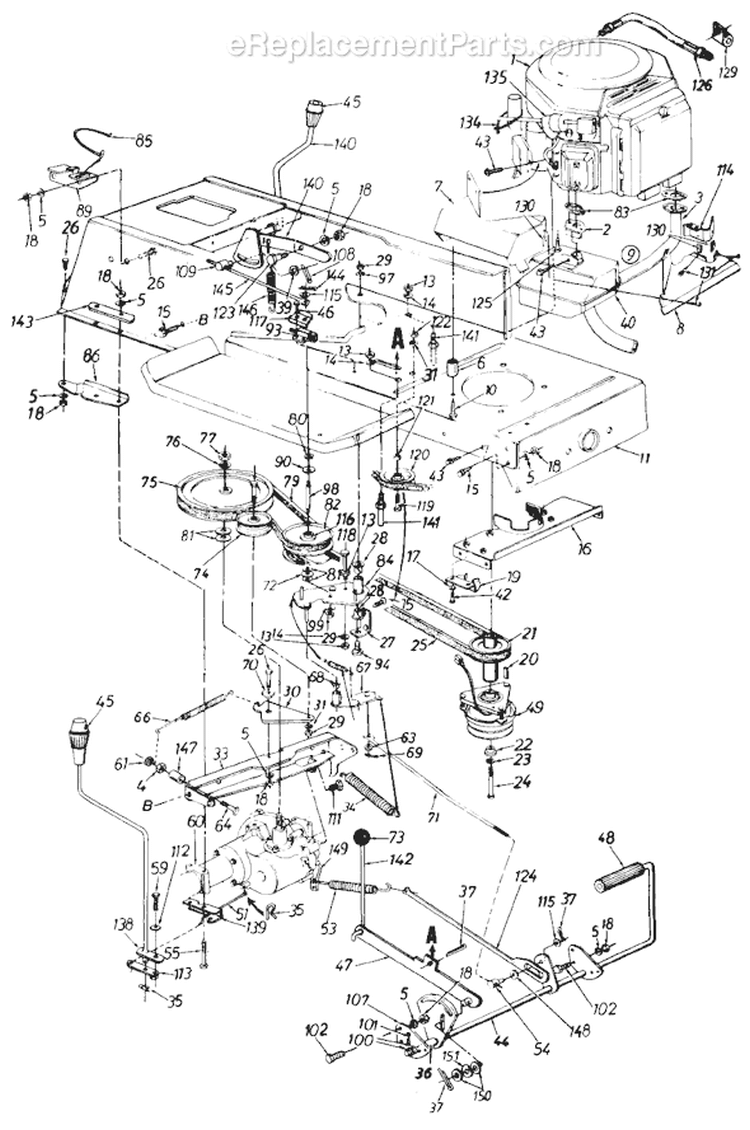Page G Diagram and Parts List for 131784G 1991 MTD Lawn Tractor