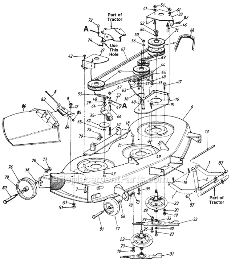 Page A Diagram and Parts List for 131824H 1991 MTD Lawn Tractor