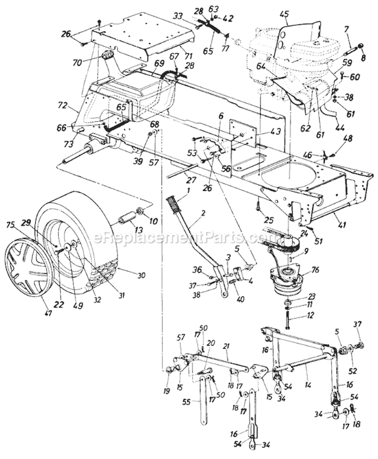 Page G Diagram and Parts List for 131824H 1991 MTD Lawn Tractor