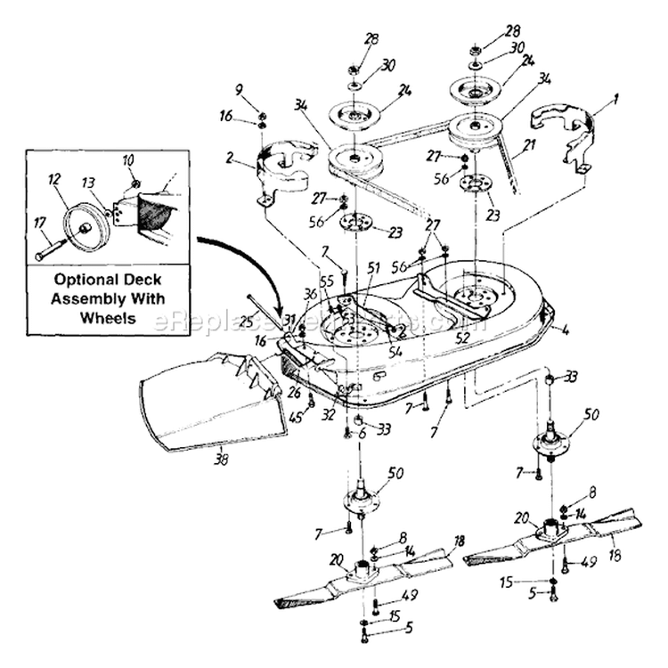 Page A Diagram and Parts List for 132-332D000 1992 MTD Lawn Tractor