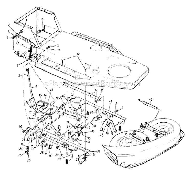 Page B Diagram and Parts List for 132-451F009 1992 MTD Lawn Tractor