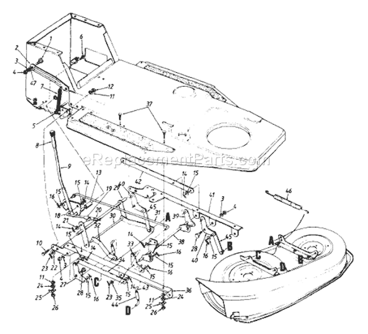 Page B Diagram and Parts List for 132-452F033 40374 -1992 MTD Lawn Tractor