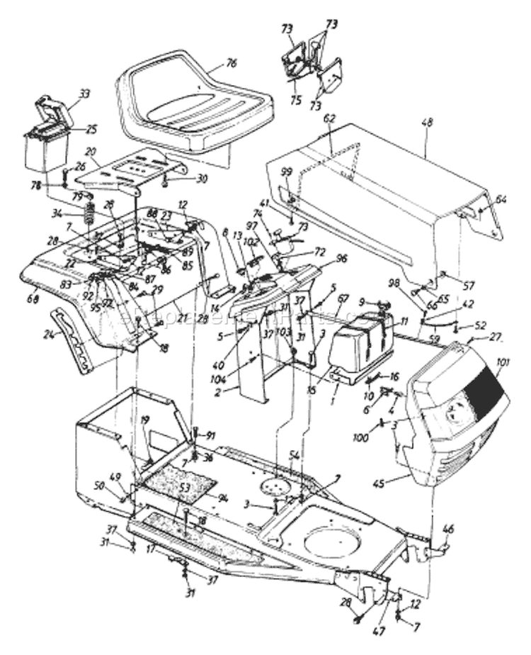 Page E Diagram and Parts List for 132-452F033 40374 -1992 MTD Lawn Tractor
