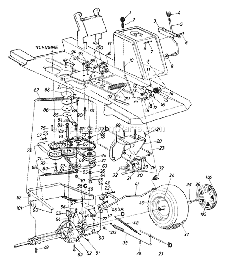 Page A Diagram and Parts List for 132-530-000 Deck C -1992 MTD Lawn Tractor