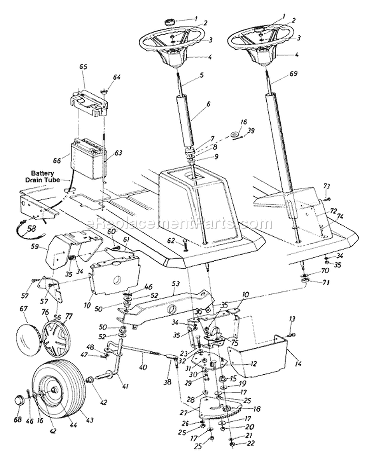 Page I Diagram and Parts List for 132-511-000 Deck B -1992 MTD Lawn Tractor
