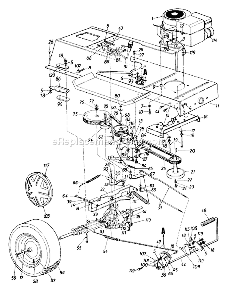 Page D Diagram and Parts List for 132-650F115 1672372 -1992 MTD Lawn Tractor