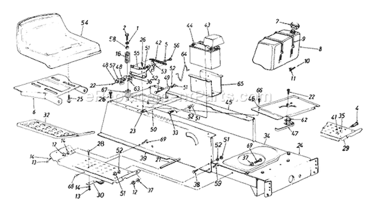 Page H Diagram and Parts List for 132-663G000 1992 MTD Lawn Tractor
