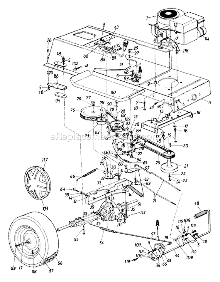 Page D Diagram and Parts List for 132-652F192 1992 MTD Lawn Tractor