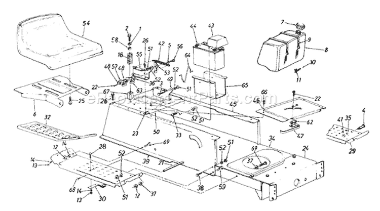 Page H Diagram and Parts List for 132-660F045 1992 MTD Lawn Tractor