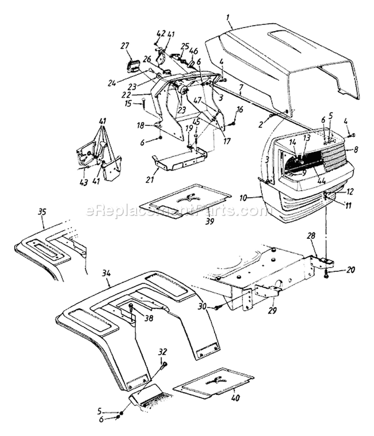 Page E Diagram and Parts List for 132-660G000 1992 MTD Lawn Tractor