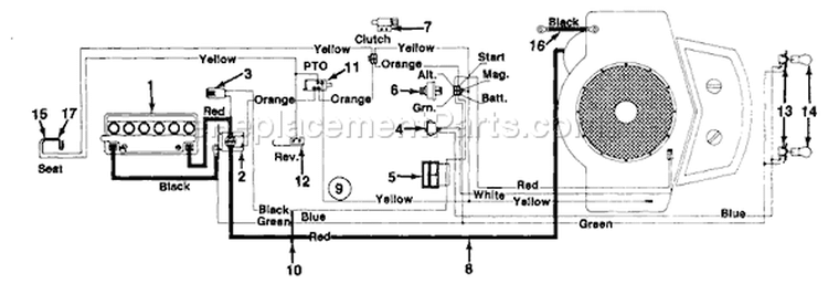 Page C Diagram and Parts List for 132-679G000 1992 MTD Lawn Tractor