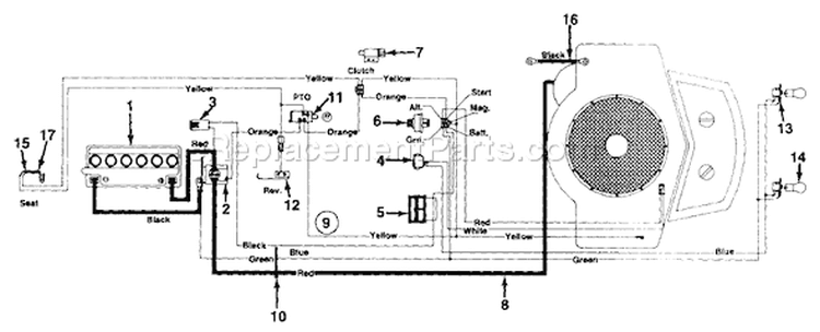 Page C Diagram and Parts List for 132-729G000 1992 MTD Lawn Tractor