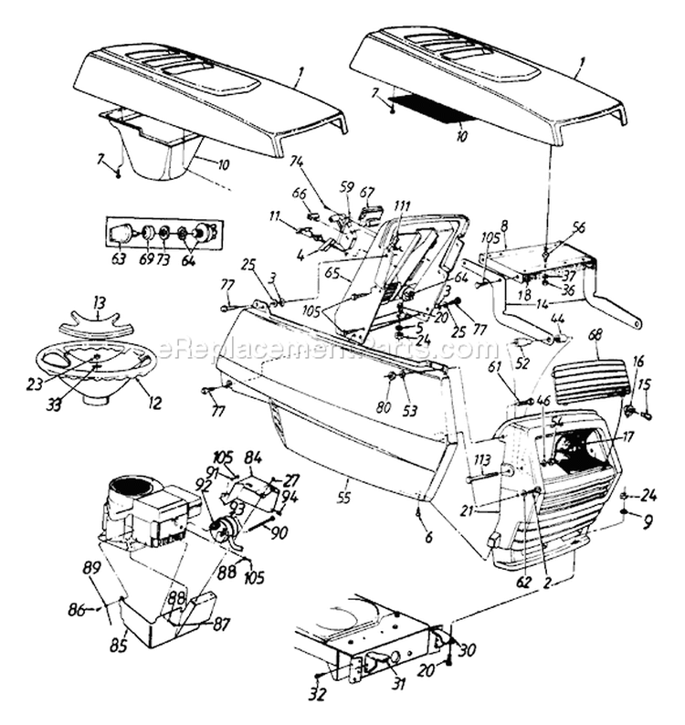 Page E Diagram and Parts List for 132-730-000 Style 6 -1992 MTD Lawn Tractor