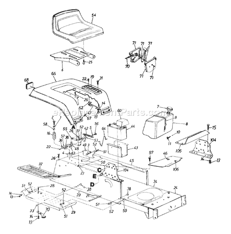 Page G Diagram and Parts List for 132-719-000 Style 9 -1992 MTD Lawn Tractor