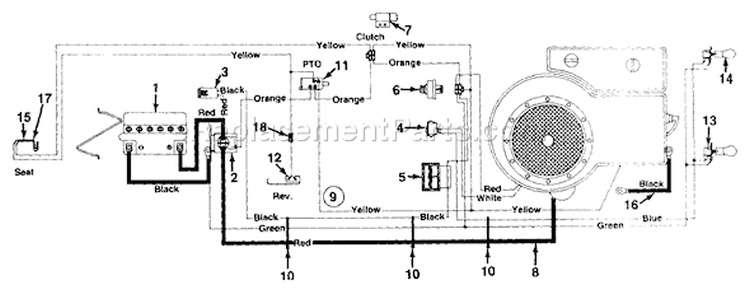 Page D Diagram and Parts List for 132-740-000 Style 9 -1992 MTD Lawn Tractor