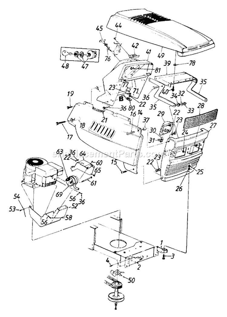 Page E Diagram and Parts List for 132-719-000 Style 9 -1992 MTD Lawn Tractor