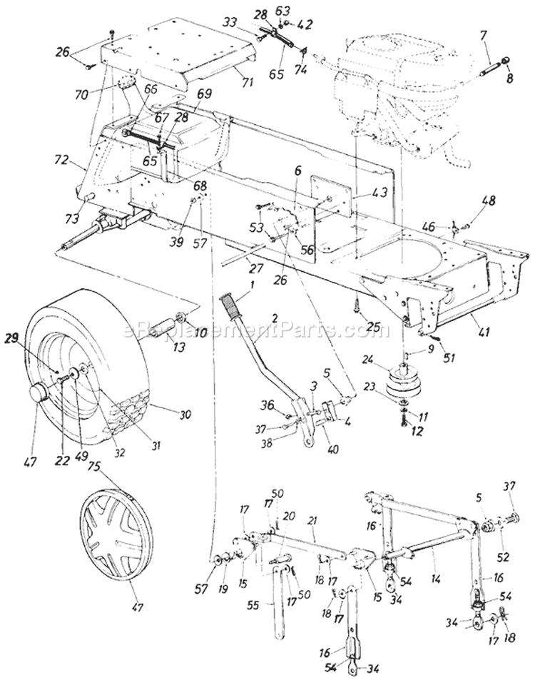 Page B Diagram and Parts List for 132-809H000 1992 MTD Lawn Tractor