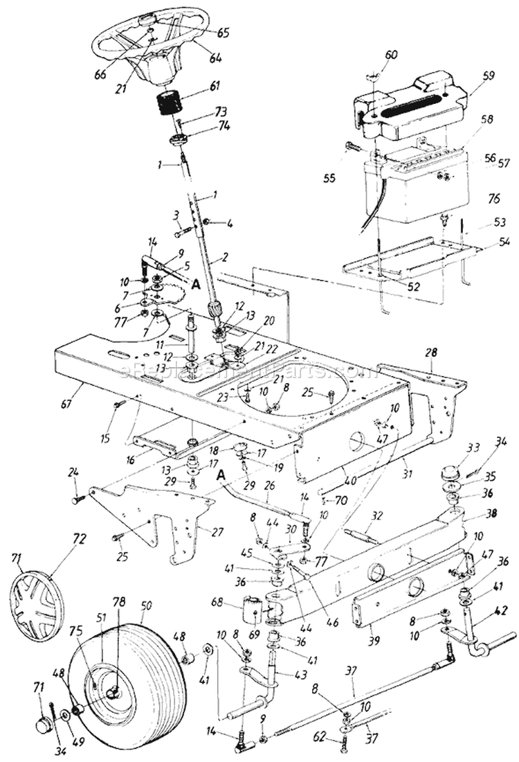 Page G Diagram and Parts List for 132-800H000 1992 MTD Lawn Tractor