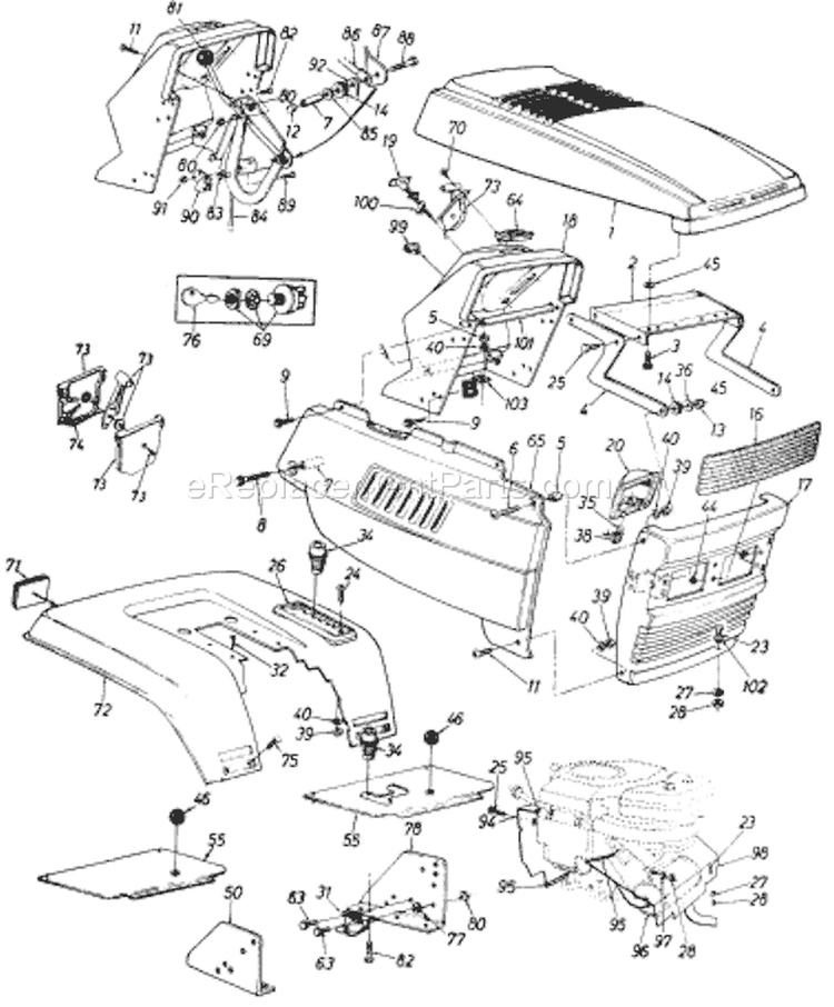 Page D Diagram and Parts List for 132-809H033 72771 -1992 MTD Lawn Tractor
