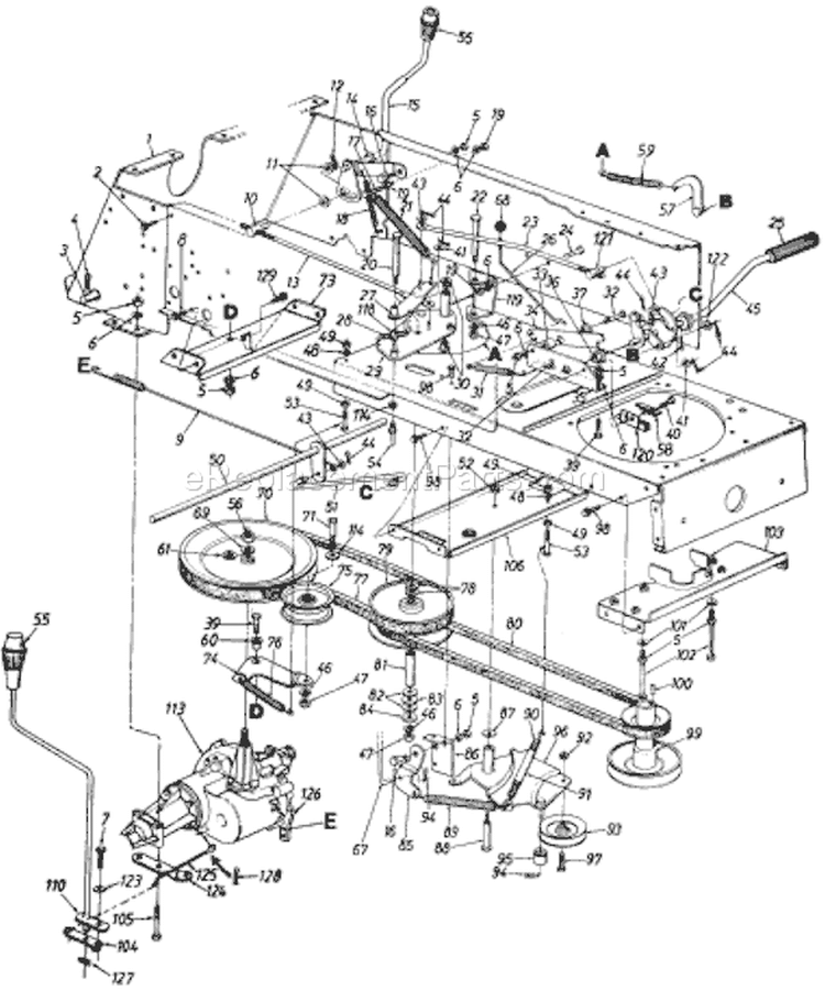 Page E Diagram and Parts List for 132-809H033 72771 -1992 MTD Lawn Tractor