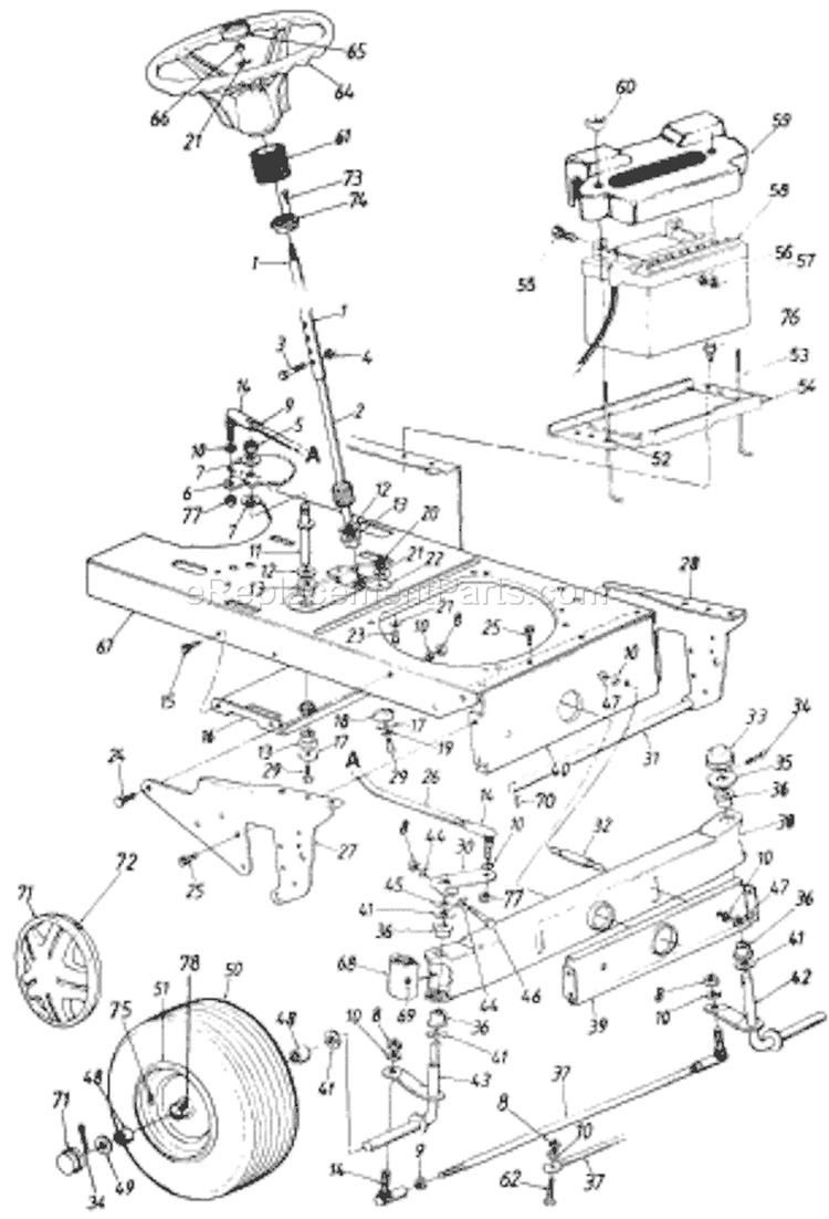 Page G Diagram and Parts List for 132-809H033 72771 -1992 MTD Lawn Tractor