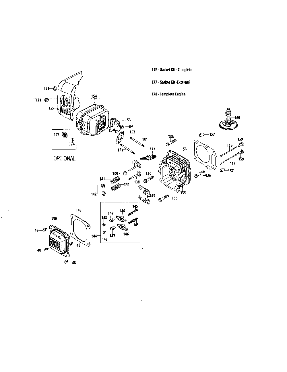 Cylinder head Diagram and Parts List for 12ABC32J799  MTD Lawn Mower