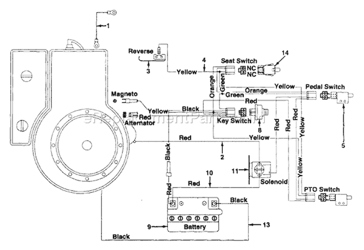 Page D Diagram and Parts List for 133B560B372 1993 MTD Lawn Tractor