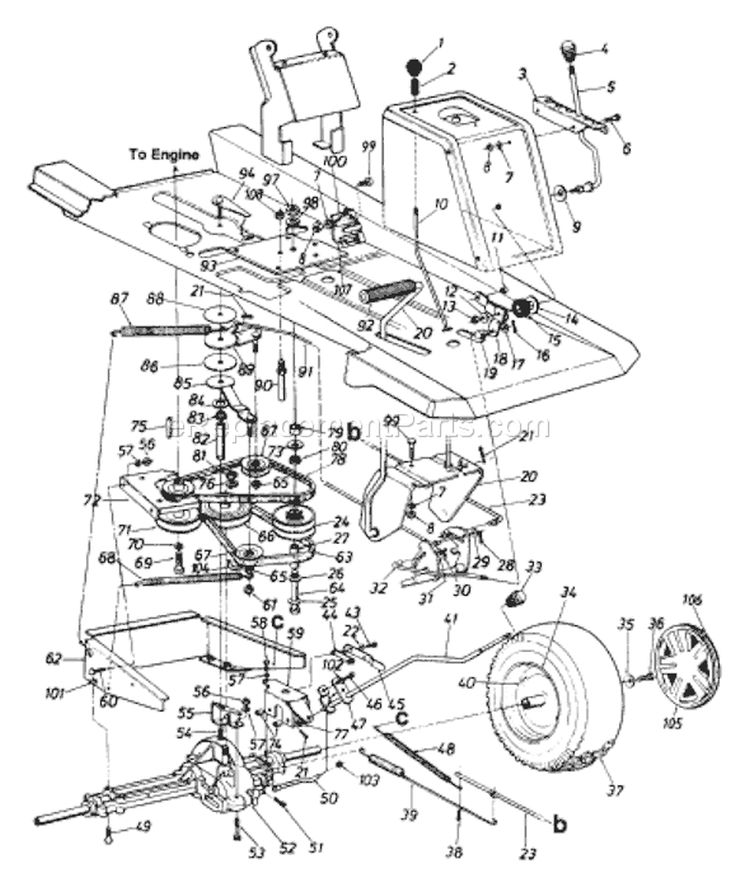 Page C Diagram and Parts List for 133B560B033 75526 -1993 MTD Lawn Tractor