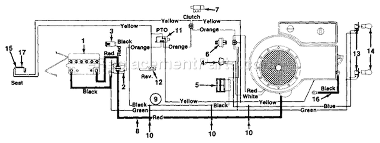 Page C Diagram and Parts List for 133E660F000 1993 MTD Lawn Tractor