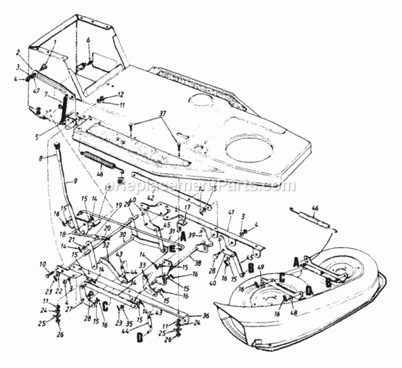 Deck_Assembly Diagram and Parts List for 133H470F087 1993 MTD Lawn Tractor