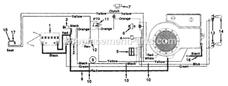 Page C Diagram and Parts List for 133H671F002 1993 MTD Lawn Tractor