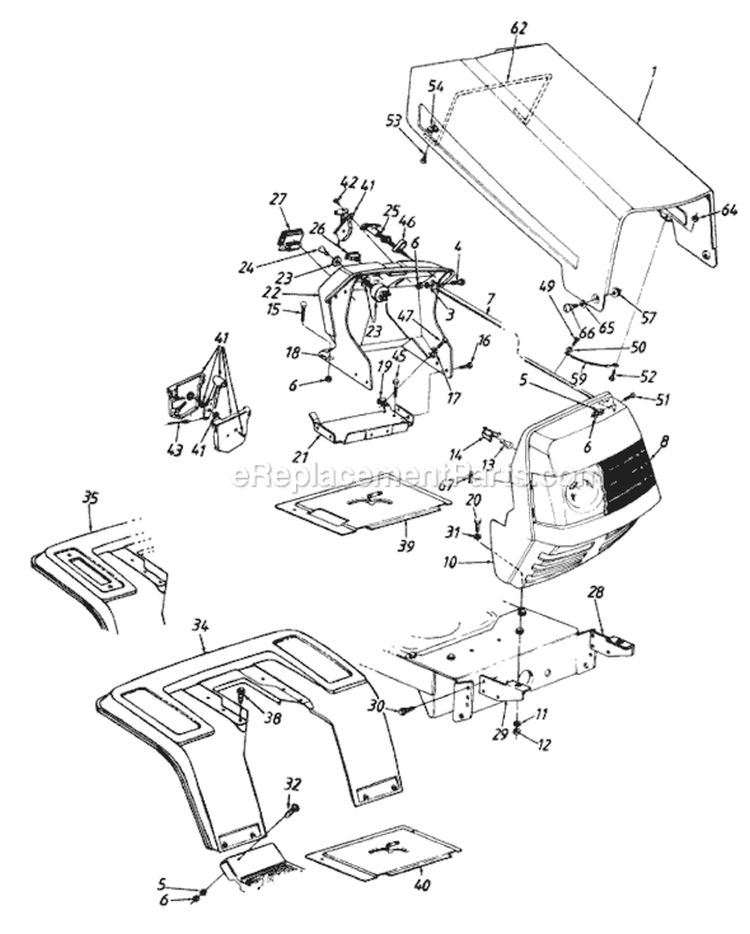 Page F Diagram and Parts List for 133H671F002 1993 MTD Lawn Tractor