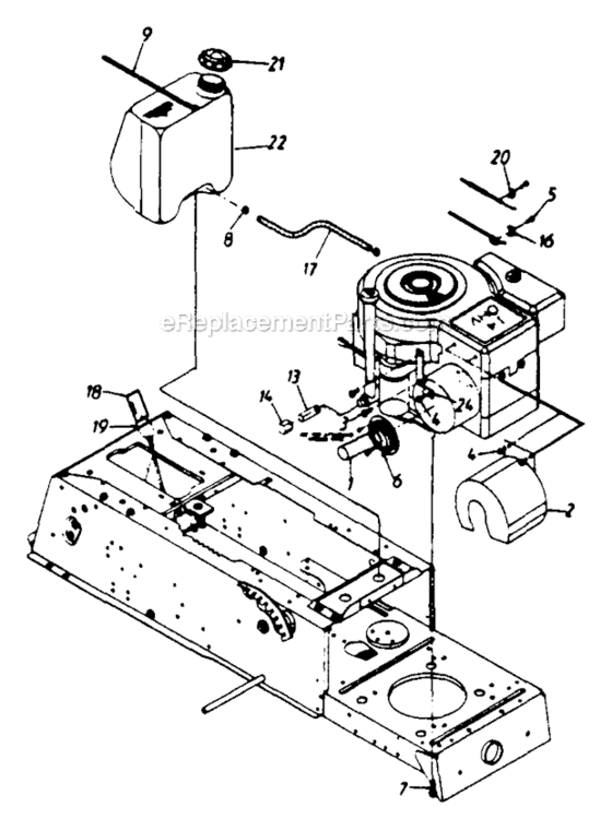Engine External Diagram and Parts List for 133I600F054 481-228 MTD Lawn Tractor